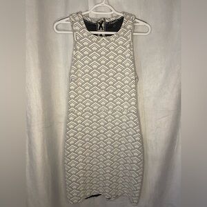 Express Women’s L Black White Dress With Lace Up Tie Back Mini Back Cutout